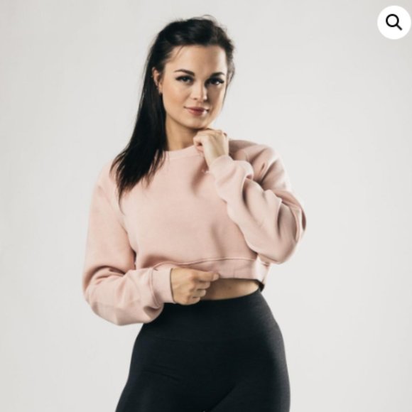 NWOT Alphalete Classic Crew Crop, Rose - Picture 3 of 3